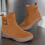 Women's Ankle Boots Round Toe Flocking Brown Size 6 7