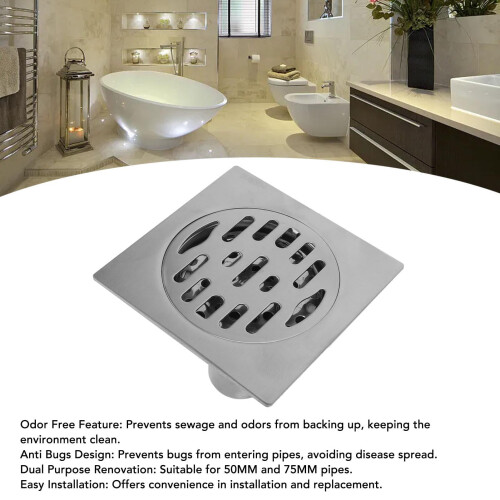 Stainless Steel Floor Drain 11cm Square 304 1