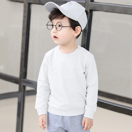 Infant Crewneck Sweatshirt Solid Casual Top White Size 150 2