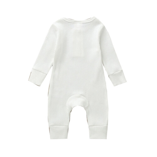 Toddler Romper Long Sleeve Ribbed Henley Jumpsuit 2