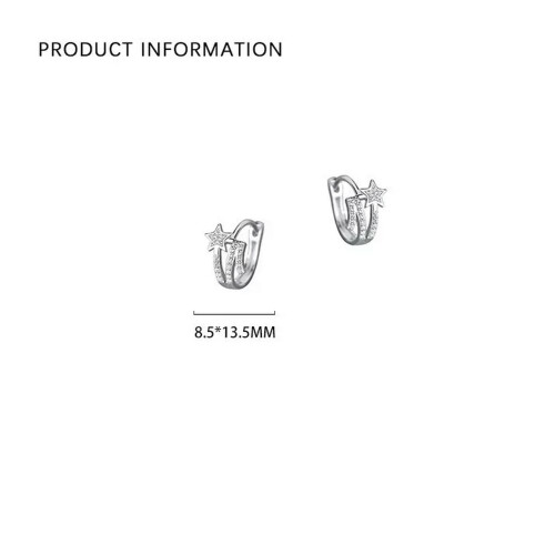 Sterling Silver CZ Star Hoop Huggie Earrings 1