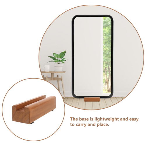 Wood Rectangular Mirror Base Indoor 11.8 x 3.1 x 2.6 in 2