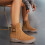 Women's Ankle Boots Round Toe Flocking Brown Size 6 5