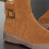 Women's Ankle Boots Round Toe Flocking Brown Size 6 8