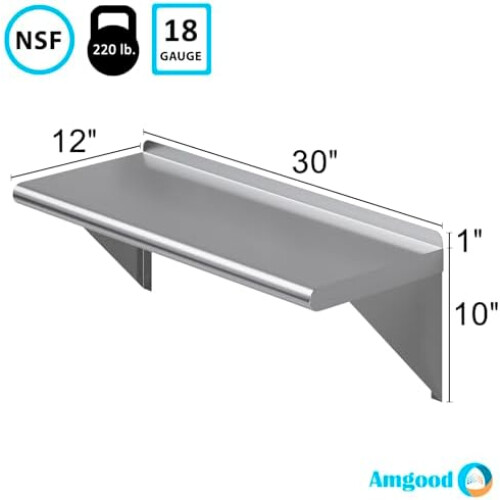 Stainless Steel Wall Shelf 12x30 Inch 2