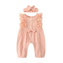Baby Girl Rompers Cotton Sleeveless Bodysuit Pink 12-18