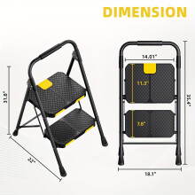 Folding Step Stool Ladder with Handrails Steel 3-6 Steps