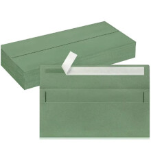 100 Selbstklebende Briefumschläge in Grasgrün Aus Kraftpapier, 241 X 105 mm, für Geschäftspostkarten, Geschenkverpackungen