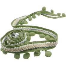 Curtain Tassel Fringe Trim Green Braided Ribbon 1 Roll