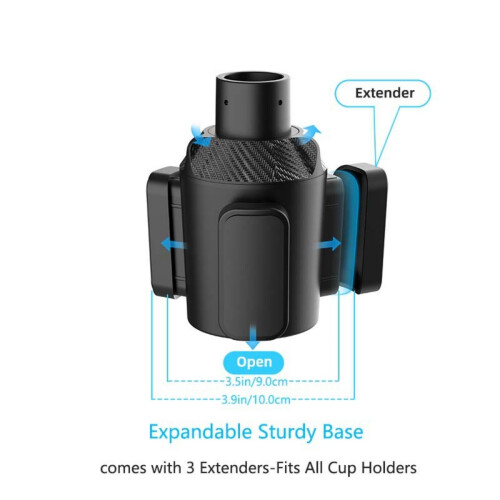Car Cup Holder Expander with Adjustable Base, Universal Car Cup Holder Organizer for Road Trips 2