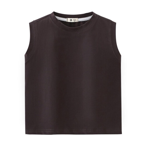 Kids Tank Top Round Neck Sleeveless Solid Color Summer Top