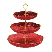 Fruit Tray Red Three-Tier 24cm