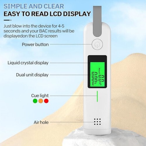 Professional Breathalyzer Alcohol Tester with HD LCD Display and 2nd Generation ASIC Smart Chip Technology 1