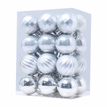 UHUYA Christmas Balls Blue Silver 1.2 Inch 24 Pack