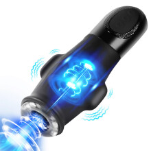 USB Rechargeable Dual Motor Male Massager with Vibration and Suction Function, Quiet Waterproof Design