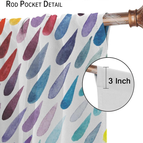 Rainbow Raindrops Curtains Watercolor Abstract Pattern 2