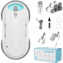 Tosima X1, robot limpiacristales, potencia de succión inteligente variable de 6 400 Pa, control remoto, sistema anti-caída, blanco
