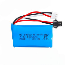 7,4V 1200mAh lithiová baterie s proudem 5C, SM černý konektor, LiPo 14500 baterie pro elektrické hračky
