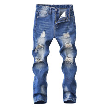 Girls' denim trousers blue high-elastic waist 9-10 years
