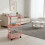 Pink Mobile Mini Table with Wheels – Space-Saving Side 1
