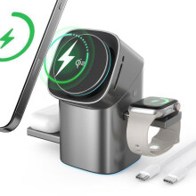 Bezdrátová nabíjecí stanice Qi2 3 v 1, 15W rychlonabíjecí dok kompatibilní s iPhonem, AirPods a Apple Watch