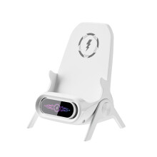36W magnetický bezdrátový nabíjecí stojánek s dvojitou polohou pro dva mobilní telefony, bílý plastový držák