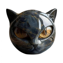 Natürliche, schlafende Katzenfigur aus goldenem Obsidian, kunstvolles Schmuckstück für Zuhause, Büro und Zimmer – das perfekte Gesche