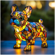 Tischlampe in Hundeform aus Buntglas, farbenfrohes Nachtlicht für Schlafzimmer und Wohnzimmer, handgefertigte Akzentleuchte aus Kunsth