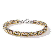 Zweifarbiges Titanarmband in Silber und Gold, 21 cm, elegantes Damenaccessoire