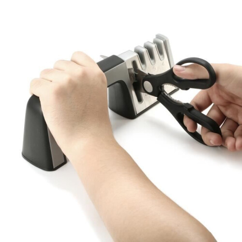 4 in 1 Diamond Knife Sharpener for Kitchen Knives and Scissors, Multifunctional Black Tool 2