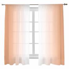 Sheer Curtains Voile Ombre Coral Pink White 2 Panels 52x72