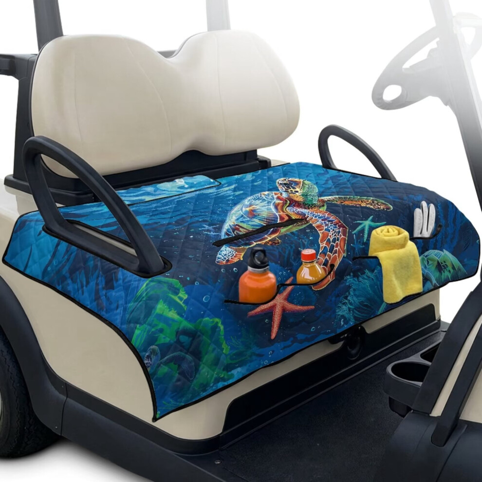Ocean Turtle Starfish Golf Cart Seat Covers With 4 Pockets 901175000379