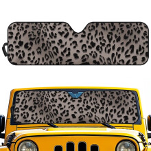 Foldable Gray Cheetah Print Windshield Sun Shade for Jeep