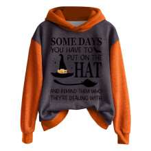 Girls Hoodie Halloween Letter Print Long Sleeve Sweatshirt