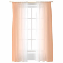 Sheer Curtains Ombre Coral Pink & White 52x108 in 2 Panels