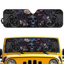 Floral Skull Windshield Sun Shade for Jeep Wrangler