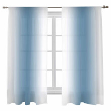 Blue White Ombre Sheer Curtains 52x72 Rod Pocket Voile