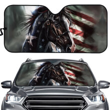 American Flag Horse Car Sun Shade UV Protection Windshield