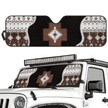 Foldable Brown Aztec Tribal Sun Shade for Jeep Wrangler JK