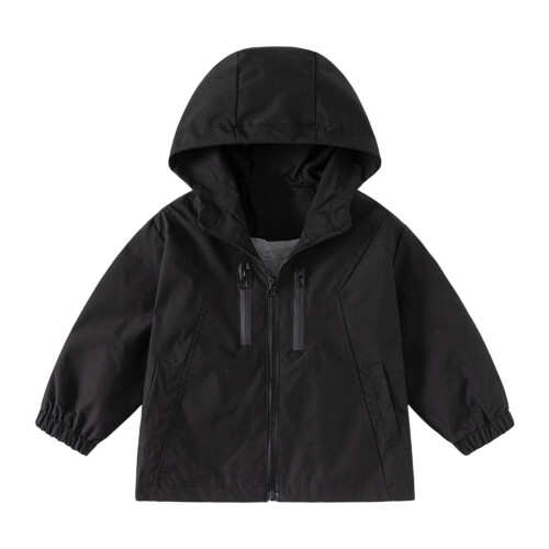 Kids Windbreaker Jacket Hooded Zipper Solid Color for Ages