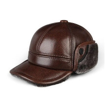 Men's Genuine Leather Bomber Hat Cowhide 1