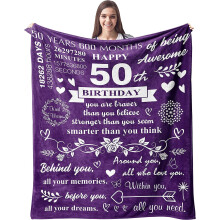 Kuscheldecke zum 50. Geburtstag für Frauen, 76 x 102 cm