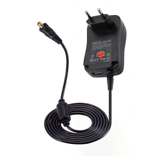 30W EU AC Adapter with 8 Plugs and Adjustable 3-12V Output