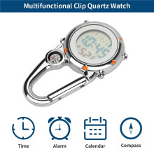 2X Clip Carabiner Digital Watch Luminous Sports Watches Carabiner Watch for Hikers Mountaineering Outdoor Orange