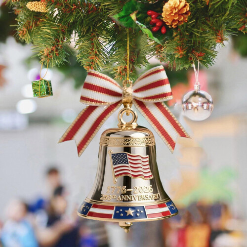 USA 250th Anniversary Bell Ornament Silver 1 Piece