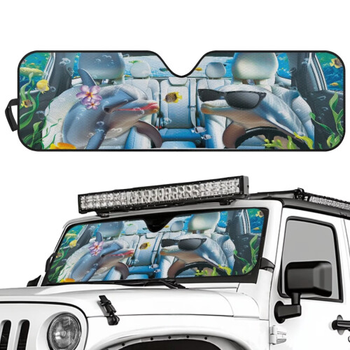 Shark Print Windshield Sun Shade for Jeep Wrangler and