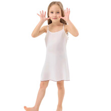Girls' Summer Silk Satin Mini Dress Spaghetti Strap Scoop