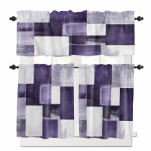 Ensemble de rideaux et cantonnières de cuisine abstraits violets modernes