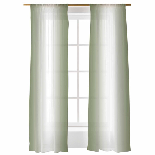 Sheer Curtains Green Gradient Light-Filtering Voile 2
