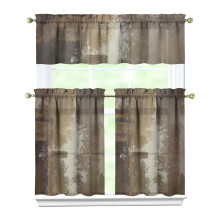 Brown Matte Kitchen Curtain Valance Set 36 Inch